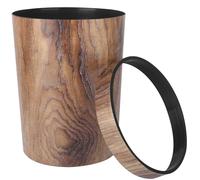JEWEDECO Bote de Basura Redondo sin Tapa de Material Plástico PP Diseño Retro Imitación Madera, Papelera Multiusos para Cocina, Dormitorio y Sala, Capacidad 14 Litros