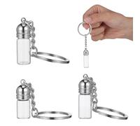 JEWEDECO Botellas de Perfume Recargables de Vidrio 3piezas Tapa Plata y Llavero para Mochila, Diseño Multipropósito y Dispensador de Aceite Esencial para Obsequio