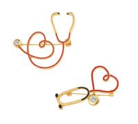 JEWEDECO Broche Forma de Estetoscopio y Corazón│aleación Metalizada│decorativo para Médicos y Enfermeras│accesorio de Ropa Casual│set de 2 Piezas Diseño Creativo y Festivo