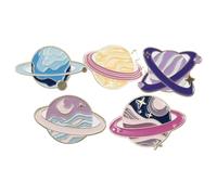 JEWEDECO Broches para Mujer de Aleación Esmalte, Set de 5 Pins de Planeta Coloridos, Broche de Solapa Metálico para Ropa y Accesorios Diarios, Adecuado para Mochilas y Regalos de Joyería