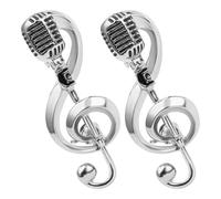 JEWEDECO Broches para Mujer en Aleación Plata Diseño Vintage de Nota Musical y Micrófono, Pin Decorativo Versátil para Varias Ocasiones, Paquete de 2 Piezas