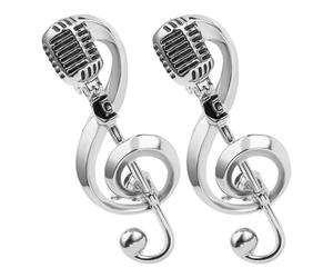 JEWEDECO Broches para Mujer en Aleación Plata Diseño Vintage de Nota Musical y Micrófono, Pin Decorativo Versátil para Varias Ocasiones, Paquete de 2 Piezas