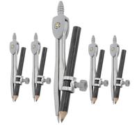 JEWEDECO Brújula Matemática Portátil de Precisión para Estudiantes, 5 Piezas, Herramienta de Dibujo de Círculos Grande, Ajustable y Resistente, Adecuado para Dibujo Técnico y Oficina