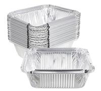 JEWEDECO Caja de Aluminio para Barbacoa 30 Piezas, Bandejas Desechables para Freidora de Aire y Picnic, Material de Papel de Aluminio Resistente y Apto para Cocinar