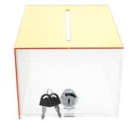 JEWEDECO Caja de Donación Acrílica Transparente con Ranura y Cerradura, Urna Multifuncional para Propinas, Sugerencias y Recaudar Fondos, Diseño Compacto Seguro para Oficina y Restaurante