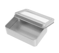 JEWEDECO Caja Rectangular de Almacenamiento Metálica Pequeña con Tapa y Ventana Transparente, Superficie Lisa sin Rebabas, Diseño Delicado para Uso en Hogar y Viajes