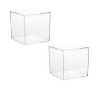 JEWEDECO Cajas de Dulces Cuadradas Transparentes 2 Piezas 10 Cm para Almacenamiento y Regalos, Contenedores Plásticos para Joyería y Manualidades, Estuches Organizadores Compactos