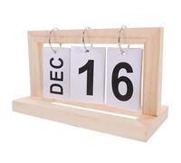 JEWEDECO Calendario de Sobremesa de Madera Perpetuo con Pantalla Grande y Números Claros Calendario Rústico para Oficina Hogar y Aula Decoración Funcional y Duradera