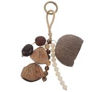JEWEDECO Campana de Mano de Nuez Africana Shekere, Instrumento Musical de Percusión Manual, Sonajero Artesanal Natural Pequeño para Meditación y Terapia de Sonido, Decoración Orgánica