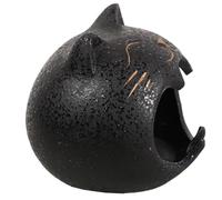 JEWEDECO Cenicero Grande de Cerámica con Diseño Original de Felino Negro, Resistente al Viento, sin Humo, para Uso en Patio y Oficina Gran Capacidad