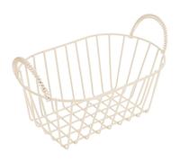 JEWEDECO Cesta de Frutas de Alambre de Hierro Beige Cesta Pequeña de Metal con Doble Asa Organizador Multiusos para Almacenaje en Cocina y Encimera de Mesa Retro