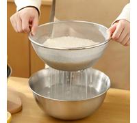 JEWEDECO Colador de Malla de Acero Inoxidable 2 Piezas 24 CM Cuenco para Lavar Arroz y Verduras Recipiente de Drenaje Multifuncional para Cocina y Preparación de Alimentos