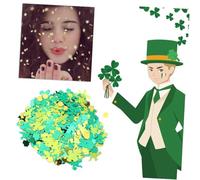 JEWEDECO Confeti de Purpurina para San Patricio Diseño Pequeño de Trébol Fantasía y Círculos Decoración para Bodas y Fiestas Ambiente Festivo y Romántico