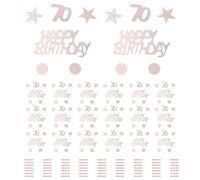 JEWEDECO Confeti para Mesa de Cumpleaños 70 Años, 45 G, Confeti Brillante de Lentejuelas Pvc en Color Rosa Dorado Estrellas y Círculos, Decoración Festiva para Fiestas y Aniversarios