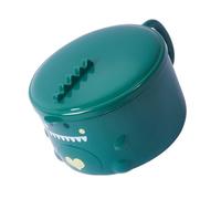 JEWEDECO Cuenco de Acero Inoxidable Verde de 1000ml Tapa, Diseño de Dinosaurio, Gran Capacidad y Fácil de Limpiar para Reuniones Familiares y Estudiantes