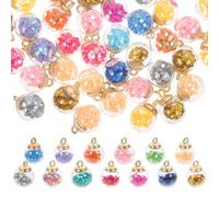JEWEDECO de Abalorios de Bola de Cristal Color Aleatorio 60 Piezas con Lentejuelas en Forma Material Resistente y Fácil de Conectar para Hacer Pendientes y Collares para