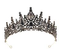 JEWEDECO Diadema de Novia Barroca Vintage Negra Gemas de Imitación, Accesorio Cabello de Boda, Tiara Nupcial Elegante para Eventos Obsequios y Fiestas