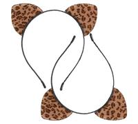 JEWEDECO Diadema Orejas de Gato de Leopardo para Cosplay y Fiestas, 2 Piezas, Material de Metal y Tela, Diseño Único y Que No Se Cae Fácilmente