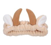 JEWEDECO Diadema para Lavarse la Cara Diseño de Cuernos de Vaca, Franela Cómoda y Elástica, Adecuado para Maquillaje y Cuidado Facial en Invierno