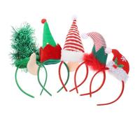 JEWEDECO Diademas Forma de Gorro Navideño de Tela 5 Piezas para Fiestas de Navidad Diseño Adorable y Accesorio Decorativo para Pelo