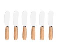 JEWEDECO Espátulas para Mantequilla 6 Piezas de Acero Inoxidable Mango de Madera, Resistentes al Calor, Multiusos para Untar Crema y Usar en Cocina, Panadería y Restaurante Color Aleatorio
