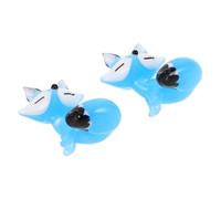 JEWEDECO Figuras de Cristal Coleccionables de Animalito Azul Pequeño, Adornos Decorativos de Vidrio Soplado a Mano, Paquete de 2 Piezas para Escritorio, Hogar y Oficina, Decoración