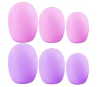 JEWEDECO Funda Protectora para Brochas de Maquillaje 6 Piezas, Silicona Flexible Antideslizante, Color Violeta Claro y Rosa, Funda de Viaje Compacta para Brochas de Base, Corrector y Ojos,