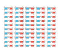 JEWEDECO Gafas para Películas 3D Anaglifo Rojo Azul, Pack de 50 Gafas de Cartón Doble Capa 250g, Diseñadas Uso en DVDs