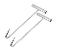 JEWEDECO Gancho en Forma de T Resistente al Uso Intenso de Acero Inoxidable para Levantar Tapas de Alcantarilla Fácil de Remover, Color Plata, Paquete de 2 Unidades
