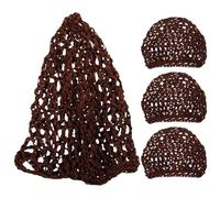JEWEDECO Gorro para Dormir Pelo Rizado de Poliéster Ligero Color Café, Protege Rizos y Reduce Quiebre, Paquete de 4 Piezas Adecuado para Clima Cálido y Habitaciones Calefaccionadas