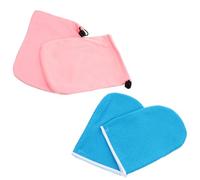 JEWEDECO Guantes de Spa para Manos de Poliéster y Franela Azul, 2 Piezas para Tratamiento de Cera en Salón Casa que Aceleran la Circulación Varios estilos