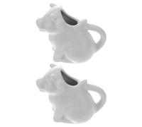 JEWEDECO Jarra de Cerámica Forma de Animal Color Claro Pequeña, Lechera Asa 2 Unidades, Multiusos para Leche y Salsa, Adecuado para Hogar, Cafetería y Restaurante