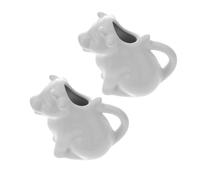 JEWEDECO Jarra de Cerámica para Leche Pequeña Asa, Diseño de Vaca, 2 Piezas, y Salsa, Tarro Versátil para Cocina y Restaurante