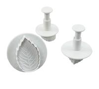 JEWEDECO Juego de 3 Cortadores de Fondant Émbolo para Hojas de Rosa, Moldes de Plástico Abs Aptos para Uso Alimentario, Tamaños 6,5 Cm, 6,0 Cm y 5,5 Cm, Herramienta para Decorar Pasteles