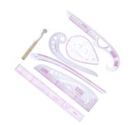 JEWEDECO Juego de 7 Reglas de Patronaje para Costura, Plástico Transparente, Alta Precisión para Diseño de Ropa y Corte Manual, Adecuado para Puños, Cuello y Bolsillo