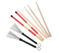 JEWEDECO Juego De Baquetas 5a Con Cepillo De Alambre Para Rojo, Bolsa De Fieltro Incluida, Kit Especial Para Batería y Jazz, Accesible y Portátil