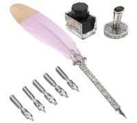 JEWEDECO Juego de Pluma de Caligrafía Vintage Plumilla de Acero y Tintero Púrpura, Set Multifuncional para Escritura Elegante y Creativa