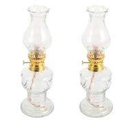 JEWEDECO Lámparas de Aceite Vintage de Vidrio Transparentes para Decoración del Hogar y Camping, 2 Juegos Mechas, Iluminación de Emergencia y Ambiente Retro