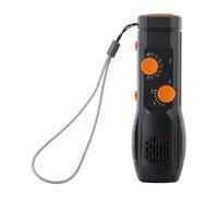 JEWEDECO Linterna LED de Manivela Multifuncional con Radio, Alarma Sos y Cargador USB para Emergencias y Deportes al Aire Libre, Diseño Compacto y Resistente Abs