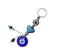 JEWEDECO Llavero Cuenta Azul y Colgante Ojo Turco, Decoración de Llaves Resistente, Accesorio para Bolso en Color Azul, Llavero Creativo para Mujer y Obsequio Práctico