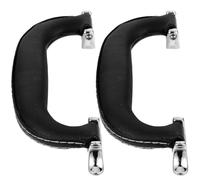 JEWEDECO Manijas de Repuesto para Maleta y Caja de Herramientas, 2 Piezas de Cuero Negro Base Plateada, Asa Resistente y Cómoda para Equipaje de Viaje y Bolso Portátil