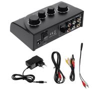 JEWEDECO Mezclador de Audio Profesional Compacto Negro con Doble Entrada de Micrófono, Cable Incluido, bajo Ruido, para Karaoke, Ktv y Presentaciones, Compatible Ac220v