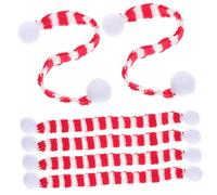 JEWEDECO Mini Bufandas Navideñas Tejidas 2x30 Cm Tela Roja y Blanca, Decoración Flexible para Botellas De Vino, Adornos DIY para Fiesta y Comedor, Pack De 6 Piezas