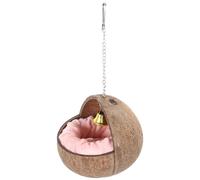 JEWEDECO Nido de Pájaro de Cocos Naturales con Cojín Extraíble y Campana Colgante, Cama Cómoda para Pajaritos como Carboneros y Golondrinas, Adecuado para Decoración del Hogar