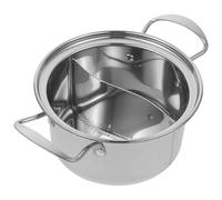 JEWEDECO Olla de Cocina Casera de Acero Inoxidable 1 Pieza, Olla para Shabu Compartimento Dividido, Multifuncional para Sopa y Fideos, Adecuado para Mesa de Cocina Pequeña