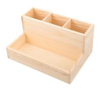 JEWEDECO Organizador de Maquillaje de Madera Beige para Almacenamiento de Herramientas de Uñas y Algodón, Caja Funcional para Decoración de Habitación y Orden Tocador