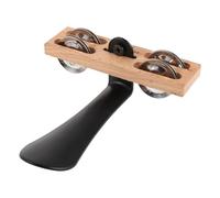 JEWEDECO Pandereta Sonajas de Doble Hilera para Percusión Folclórica, Instrumento Pequeño de Campanas Cilíndricas para Pie, Portátil y Versátil, Adecuado para Acompañamiento Musical