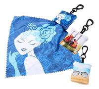 JEWEDECO Paño de Limpieza para Gafas y Pantalla Móvil 3 Piezas Llavero Colgante Estampado Mini (Bruja, Violín, Gafas de Sol) Paño Microfibra Multiusos para Electrónica y Lentes