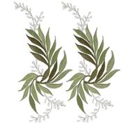 JEWEDECO Parches Bordados Decorativos en Forma de Hojas Verdes para Ropa Material de Rayón, 2 Piezas para Chaquetas y Jeans, Ideales para Uso en Casa o Centros Comerciales