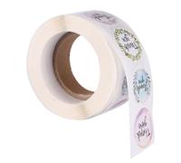 JEWEDECO Pegatinas Autoadhesivas de 25 Mm para Regalos y Embalaje, Rollo de 500 Unidades Diseño Floral y Frases de Agradecimiento, Etiquetas Redondas para Fiestas y Shower